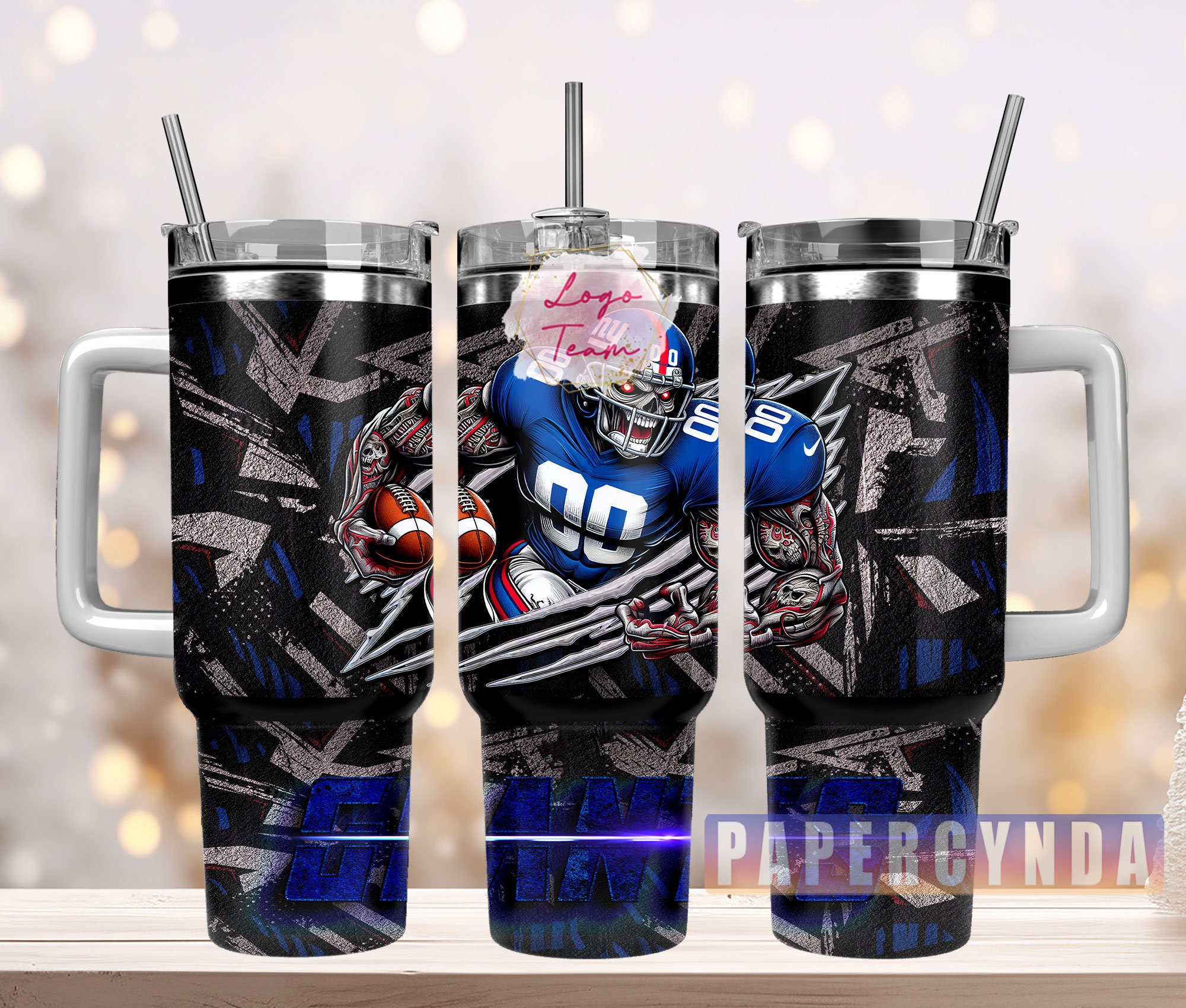 Customizable Football Fan Tumbler with Handle - 40oz Stainless Steel Travel Mug