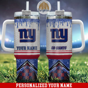 Customizable NY Giants Tumbler with Handle - Personalized Fan Gift