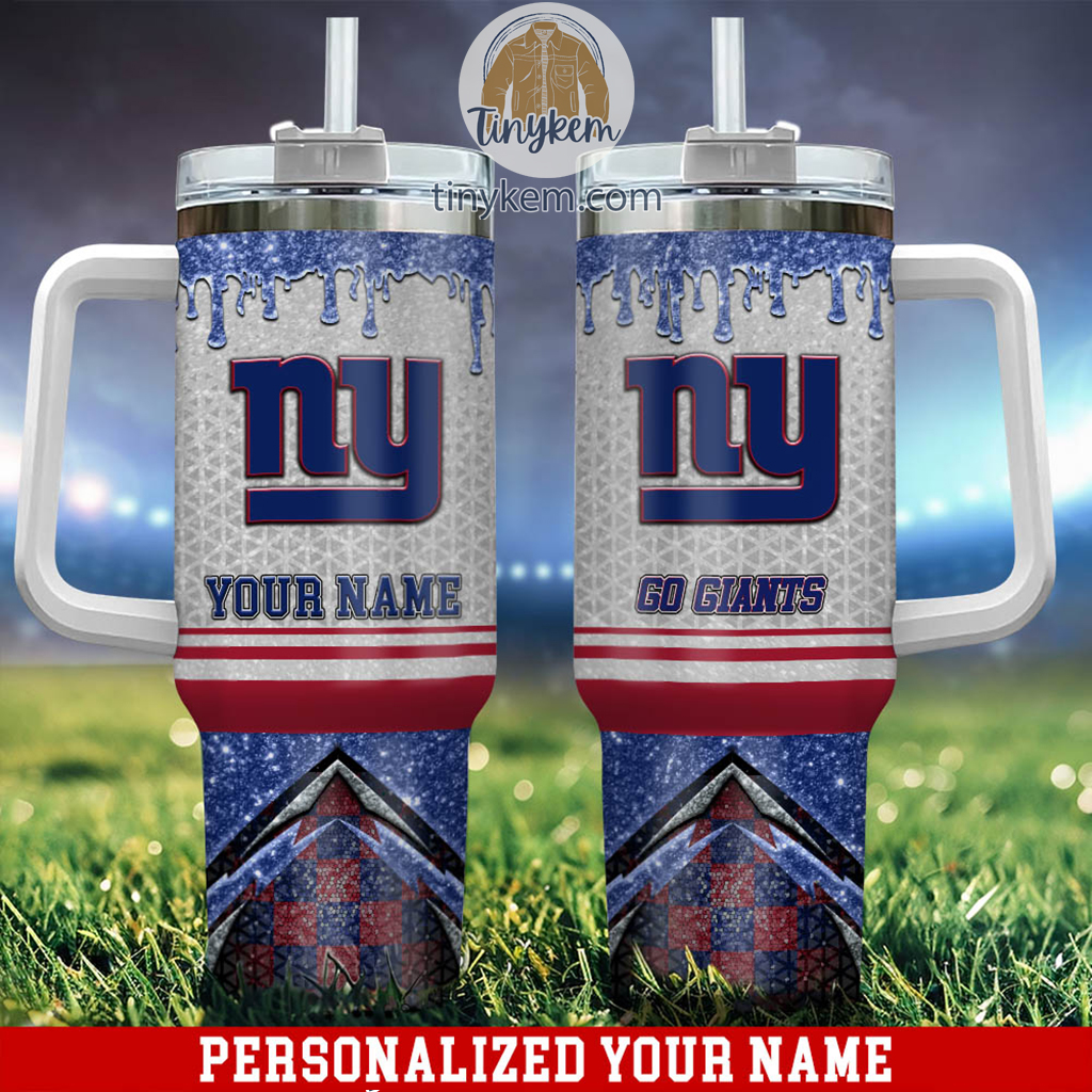 Customizable NY Giants Tumbler with Handle - Personalized Fan Gift