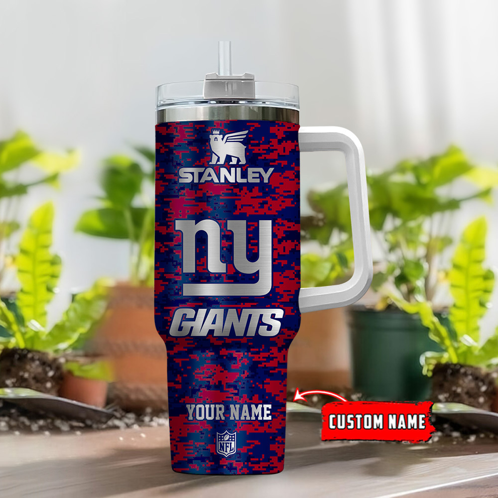 Customizable NFL Giants Tumbler with Handle & Straw - Show Your Team Spirit! - Image 2