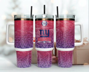 NY Giants Glitter Tumbler with Handle & Straw - Perfect for Fans