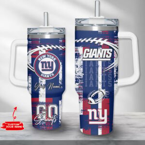 Custom New York Giants Tumbler with Handle - Personalized NFL Fan Gift
