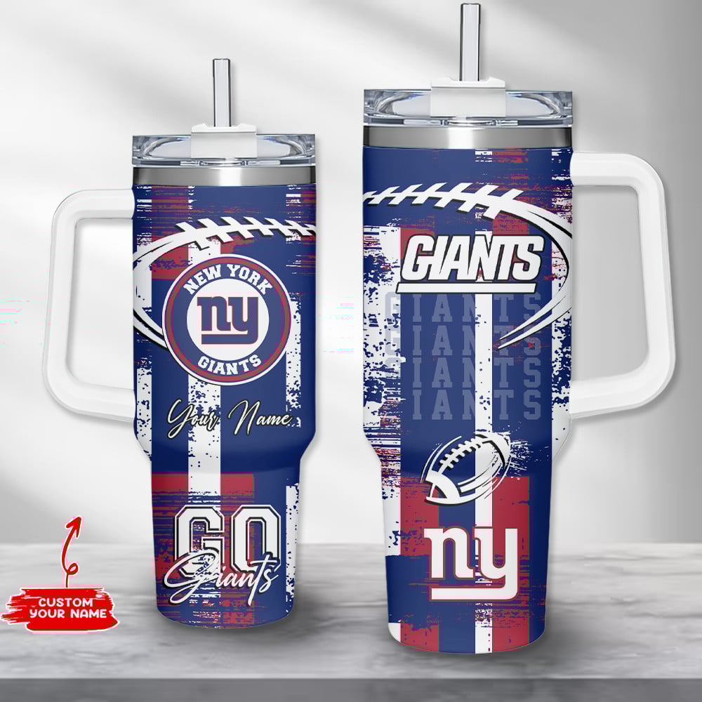 Custom New York Giants Tumbler with Handle - Personalized NFL Fan Gift