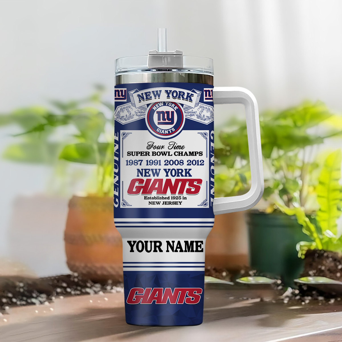 Customizable New York Giants Super Bowl Champs Tumbler with Handle - Personalized Gift - Image 2