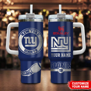 Personalized New York Giants Tumbler with Handle - Custom Name & Logo