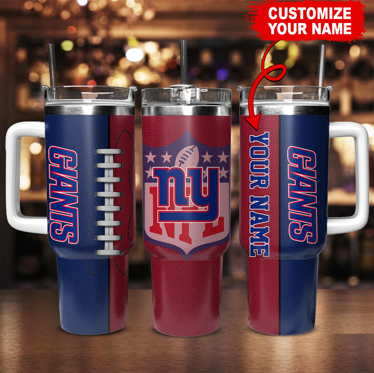 Customizable Football Team Tumbler with Handle – Perfect Gift for Fans - Image 2