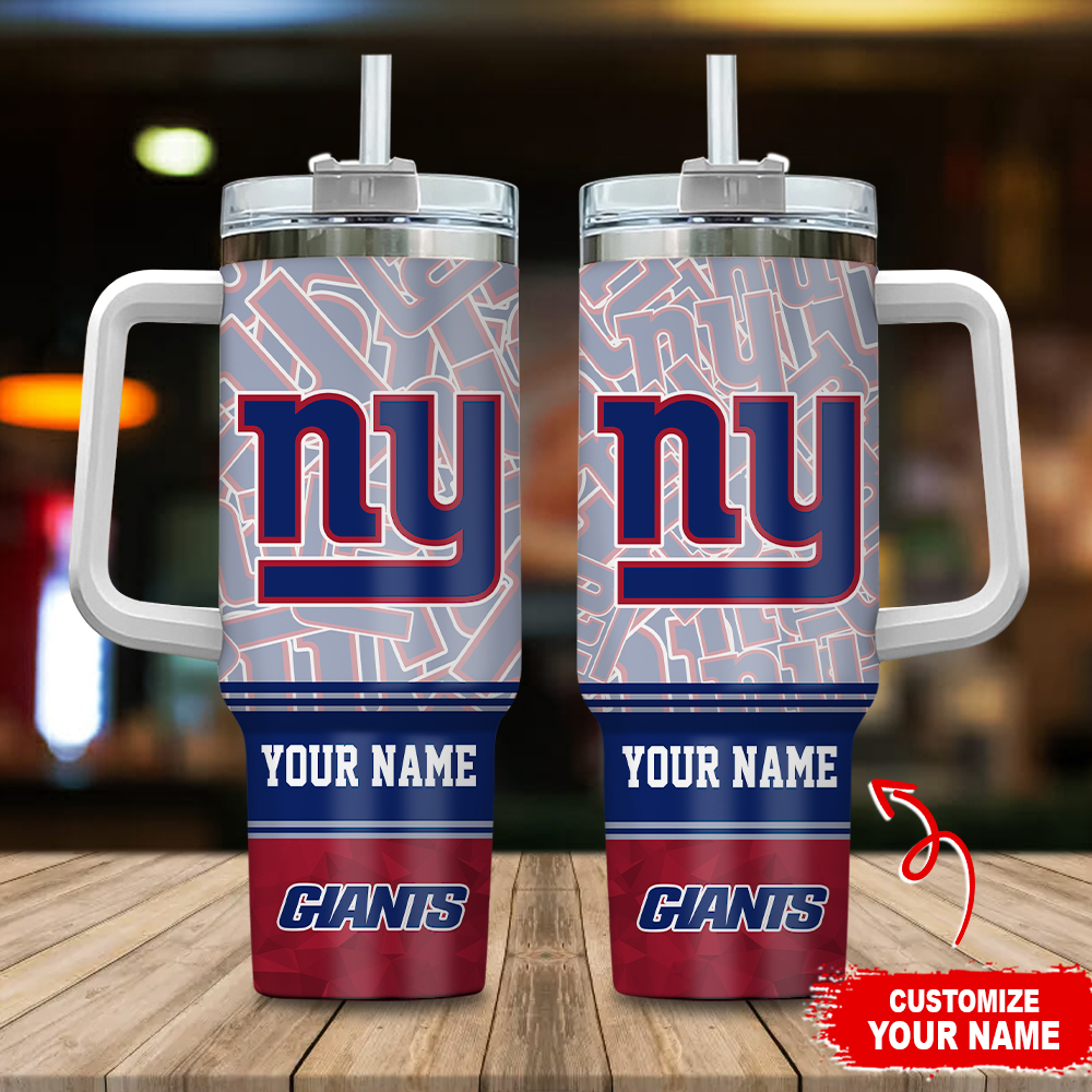 Customizable NY Giants Tumbler with Handle - Show Your Team Spirit!