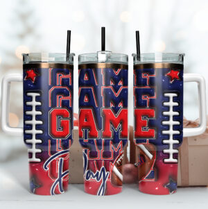 Game Day Football Tumbler with Handle - Insulated Sports Drinkware
