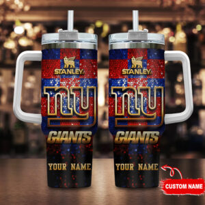 Personalized NY Giants Tumbler with Handle & Straw - Custom Name Gift