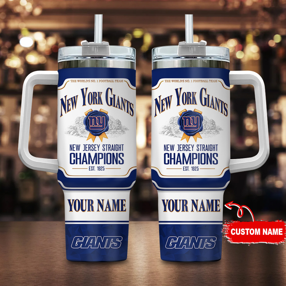 Custom New York Giants Championship Tumbler - Personalized Name Mug