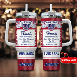 Custom New York Giants Tumbler - Personalized Football Champion Mug
