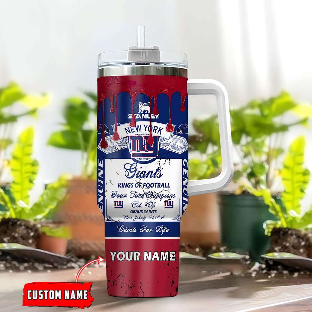 Custom New York Giants Tumbler - Personalized Football Fan Gift with Straw - Image 2