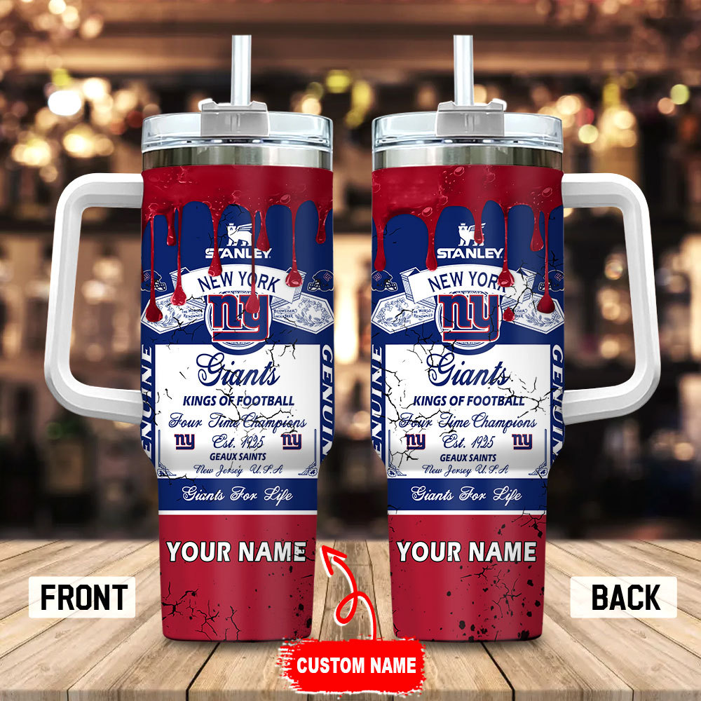 Custom New York Giants Tumbler - Personalized Football Fan Gift with Straw