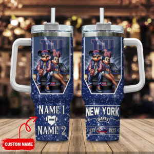 Custom Name New York Giants Tumbler with Iconic Characters - Personalized Gift