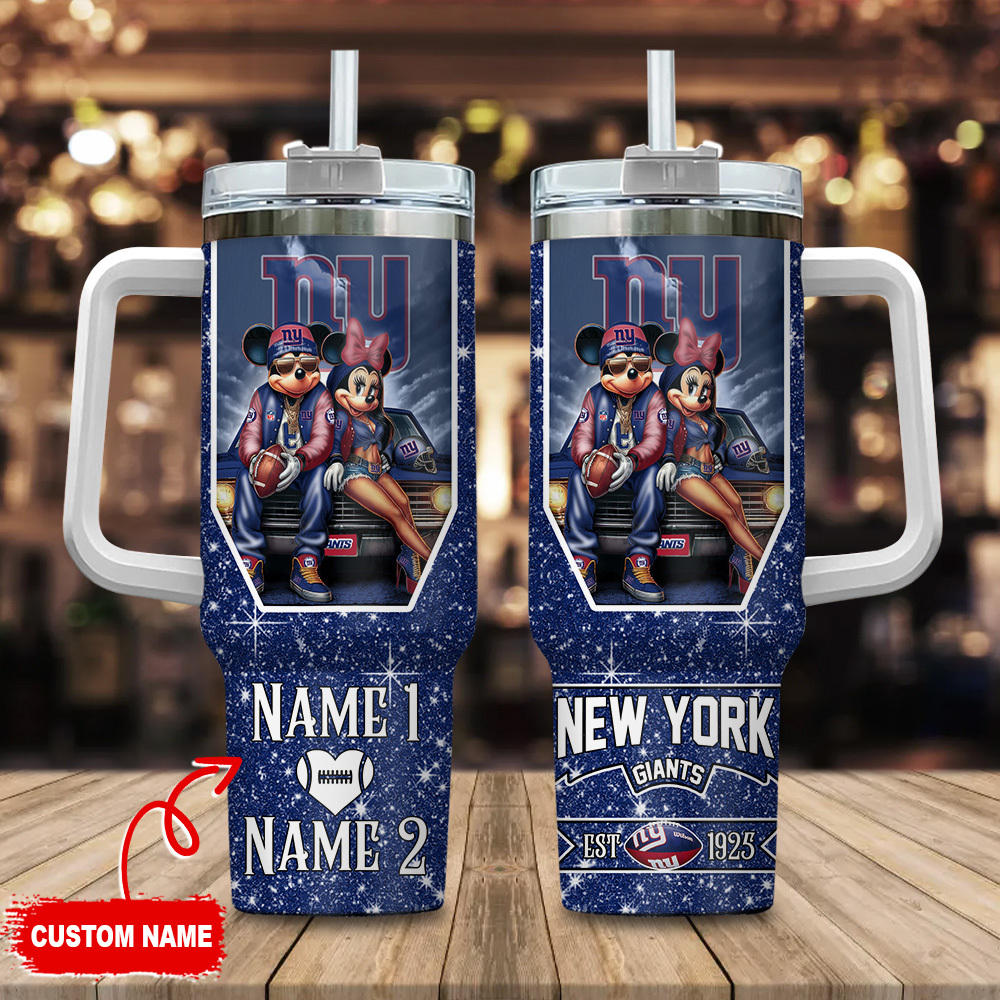 Custom Name New York Giants Tumbler with Iconic Characters - Personalized Gift