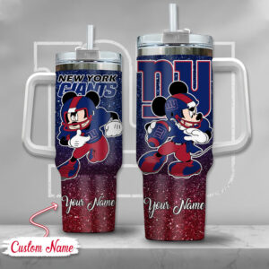 Custom New York Giants Tumbler with Mickey Mouse - Personalized Travel Mug
