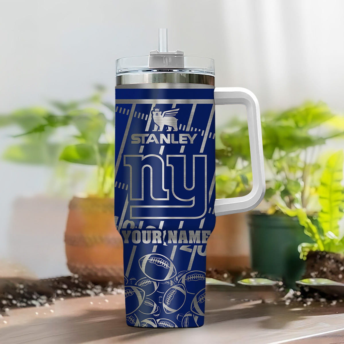 Customizable NFL Team Insulated Tumbler with Handle and Straw - Personalize Your Name - Image 2