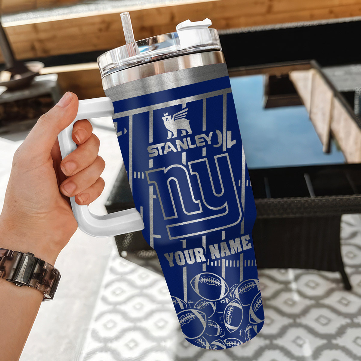 Customizable NFL Team Insulated Tumbler with Handle and Straw - Personalize Your Name - Image 3