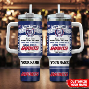 Custom New York Giants Tumbler - Personalized Super Bowl Champs Mug