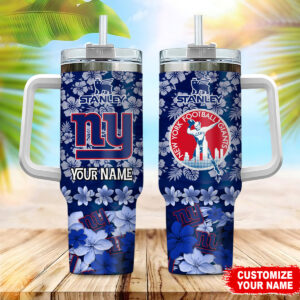 Custom NY Football Tumbler with Handle & Straw - Personalized Gift for Fans