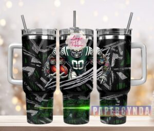 Fierce Football Warrior Tumbler - Insulated Travel Mug with Handle & Straw