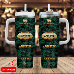 Customizable NFL Team Tumbler with Handle - Perfect Gift for Jets Fans