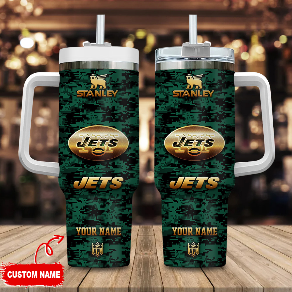 Customizable NFL Team Tumbler with Handle - Perfect Gift for Jets Fans