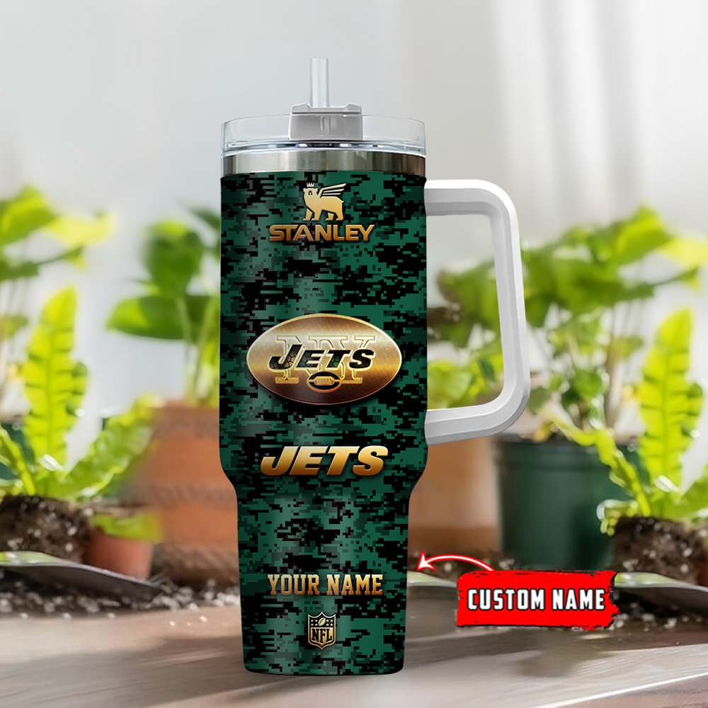 Customizable NFL Team Tumbler with Handle - Perfect Gift for Jets Fans - Image 2