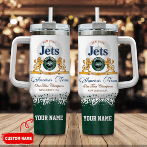 Custom New York Jets Tumbler with Handle - Personalized NFL Fan Gift