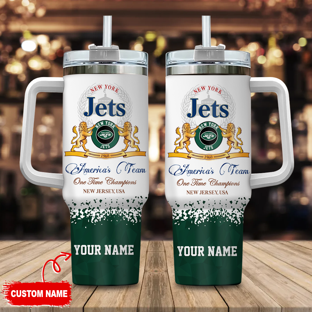 Custom New York Jets Tumbler with Handle - Personalized NFL Fan Gift