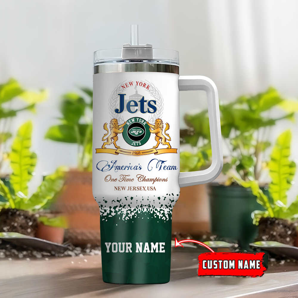Custom New York Jets Tumbler with Handle - Personalized NFL Fan Gift - Image 2