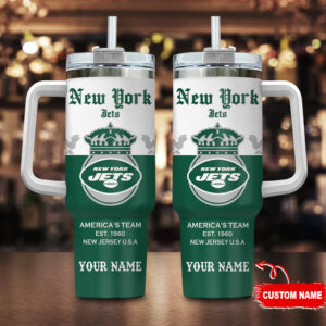 Custom New York Jets Tumbler with Handle - Personalized NFL Fan Gift