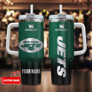 Custom New York Jets Tumbler with Straw – Personalized Stanley Travel Mug