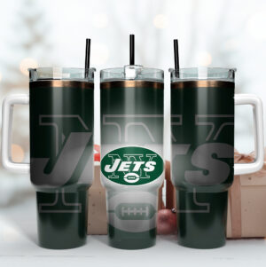 Sleek Football Team Logo Tumbler with Handle - Show Your Spirit on the Go!