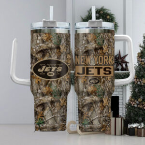 New York Jets Camo Travel Mug with Handle - Perfect Gift for Fans