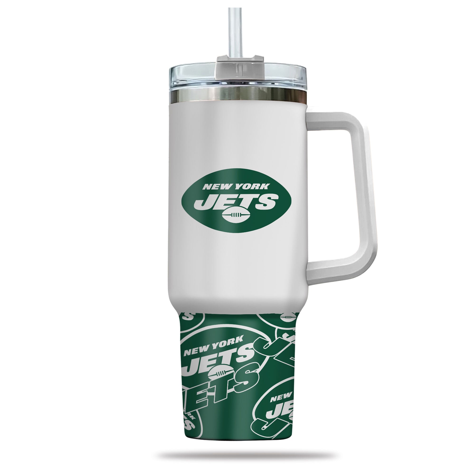 Stay Hydrated in Style with the New York Jets Tumbler with Handle & Straw - Image 2