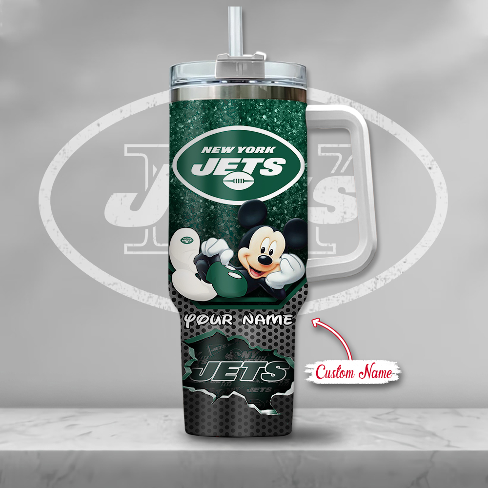 Custom New York Jets Tumbler with Mickey Design – Personalized Gift - Image 2