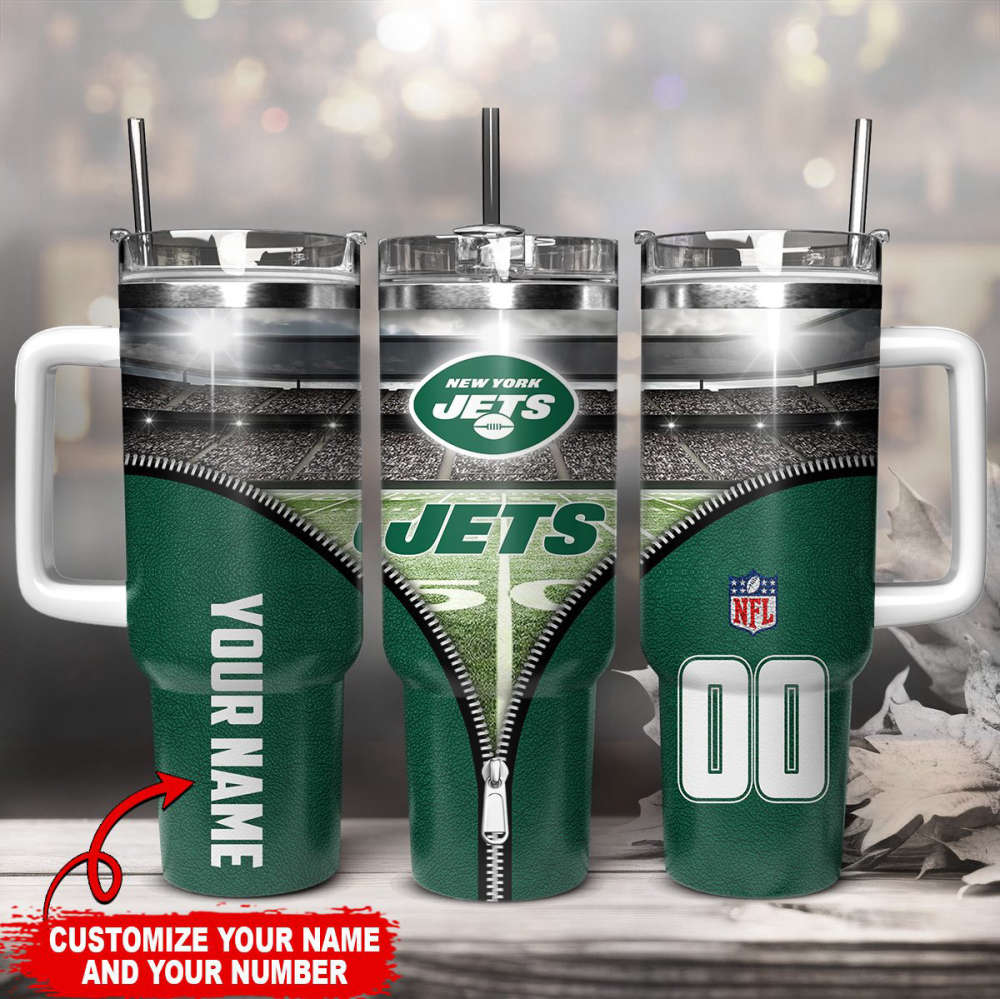 Personalized New York Jets Tumbler - Custom Name & Number for Ultimate Fans