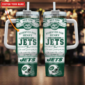 Custom NY Jets Personalized Tumbler with Handle - Ideal Gift for Fans