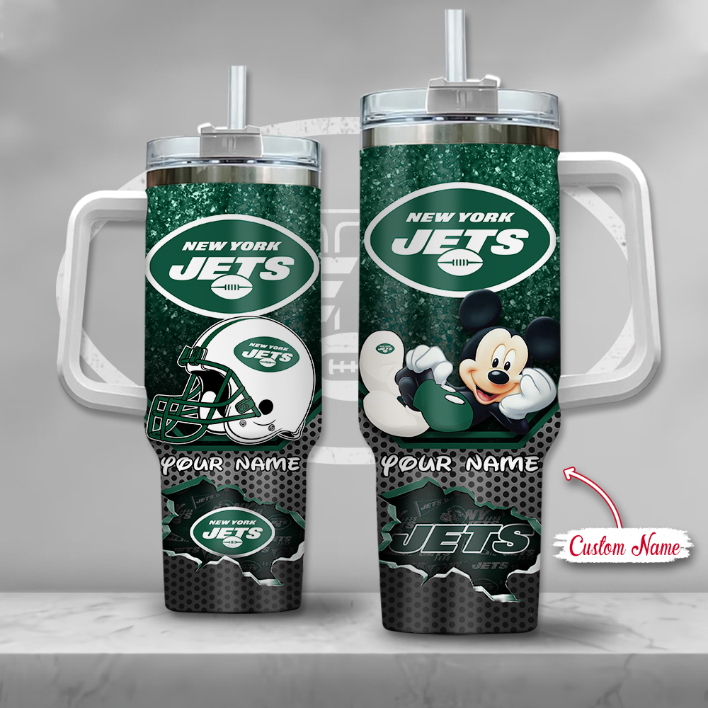 Custom New York Jets Tumbler with Mickey Design – Personalized Gift
