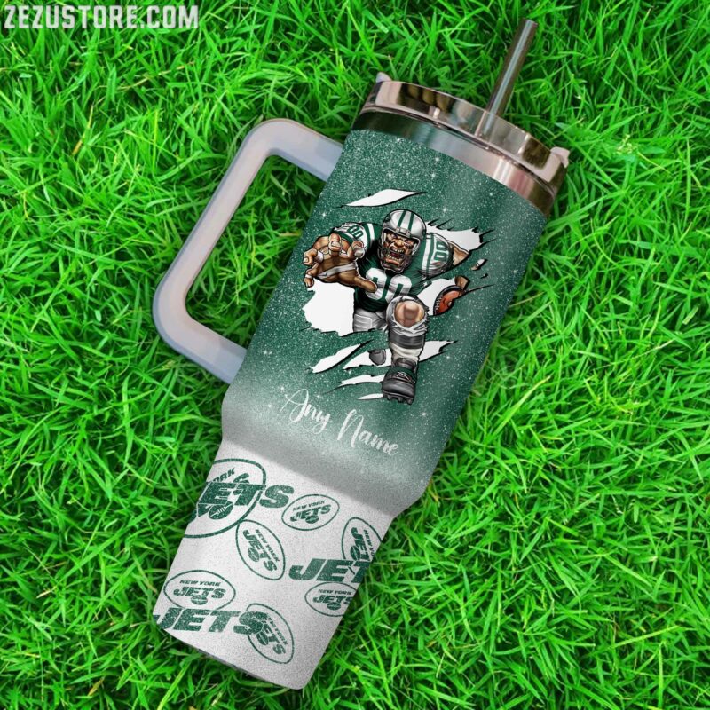 Personalized New York Jets Tumbler - Custom Name Sports Gift - Image 3