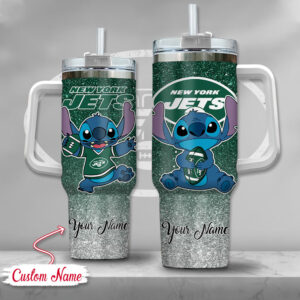 Custom New York Jets Tumbler with Cute Character - Personalized Name