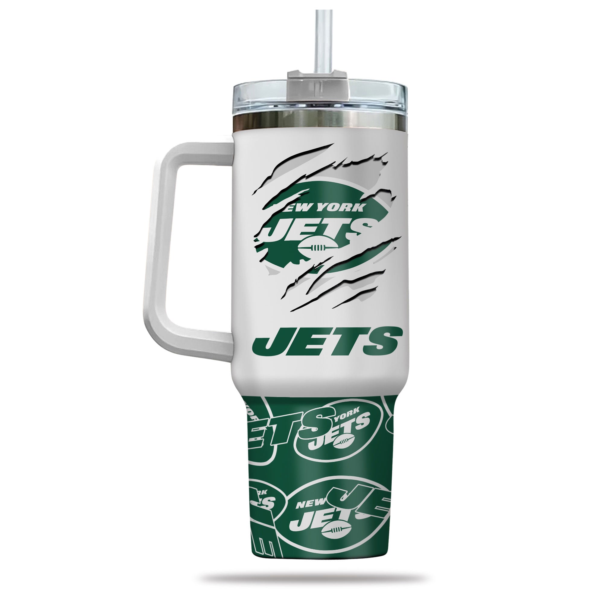 Stay Hydrated in Style with the New York Jets Tumbler with Handle & Straw - Image 3