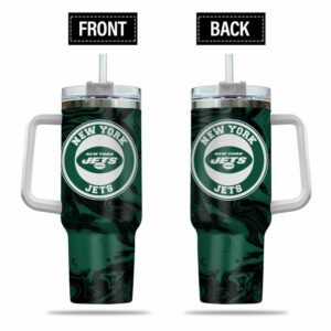Stylish New York Jets Travel Mug with Handle - Double Wall Insulated Tumbler
