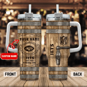 Custom NFL Team Barrel Mug with Handle & Straw - Personalized Fan Gift