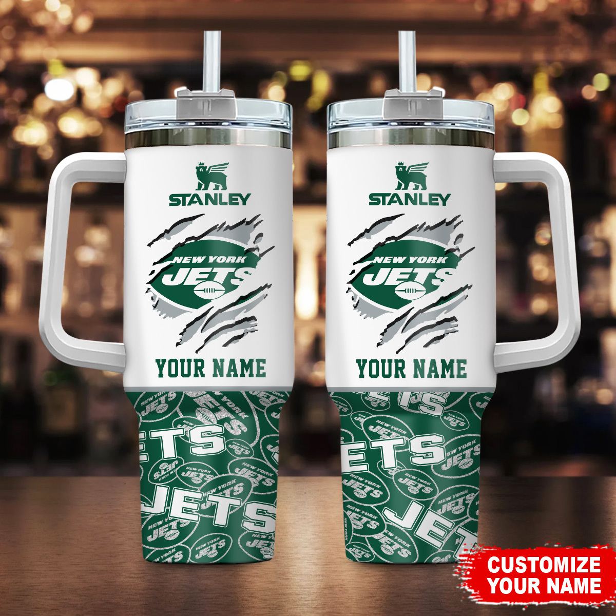 Personalized New York Jets Stanley Tumbler - Custom Name NFL Fan Gift