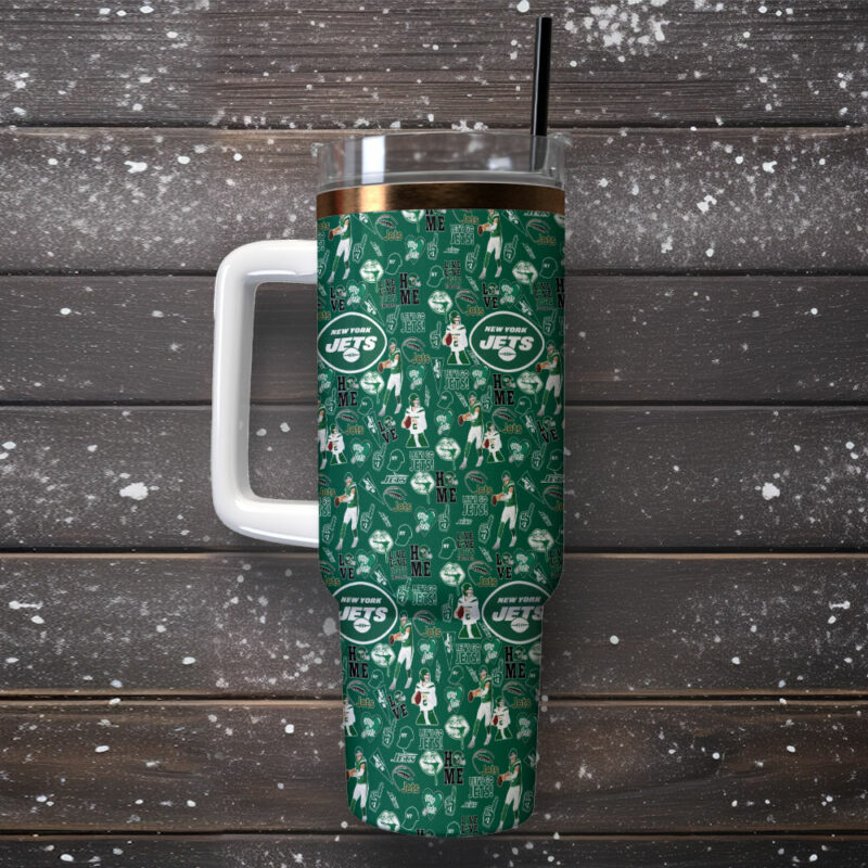 New York Jets NFL Custom Stanley Quencher 40oz Stainless Steel Tumbler With Handle - Threewoofs - Image 2