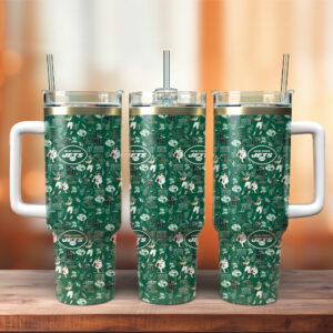 New York Jets NFL Custom Stanley Quencher 40oz Stainless Steel Tumbler With Handle - Threewoofs