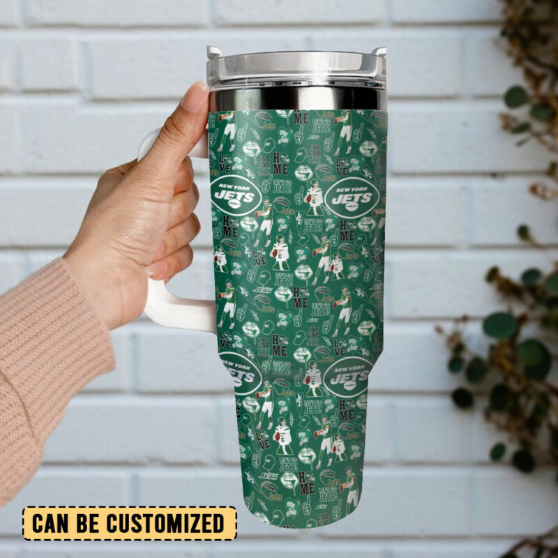 New York Jets NFL Custom Stanley Quencher 40oz Stainless Steel Tumbler With Handle - Threewoofs - Image 3