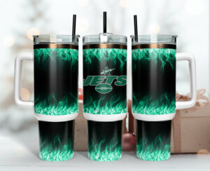 Stylish Jets Tumbler with Handle - Stay Hydrated in Team Spirit